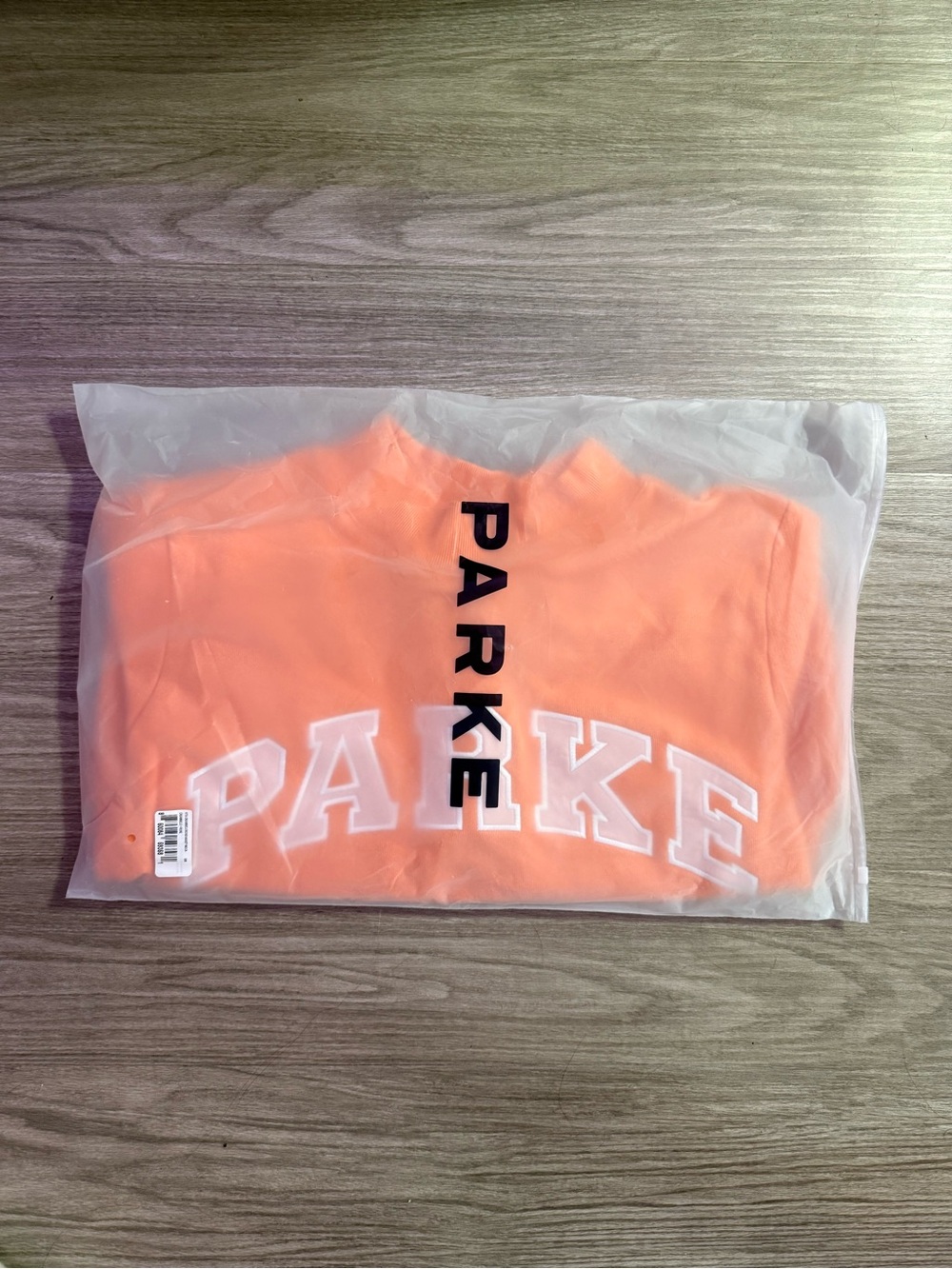 PARKE Shopbop Exclusive Creamsicle Rose Varsity Mock-Neck Sweatshirt Size S/M - Picture 2 of 3